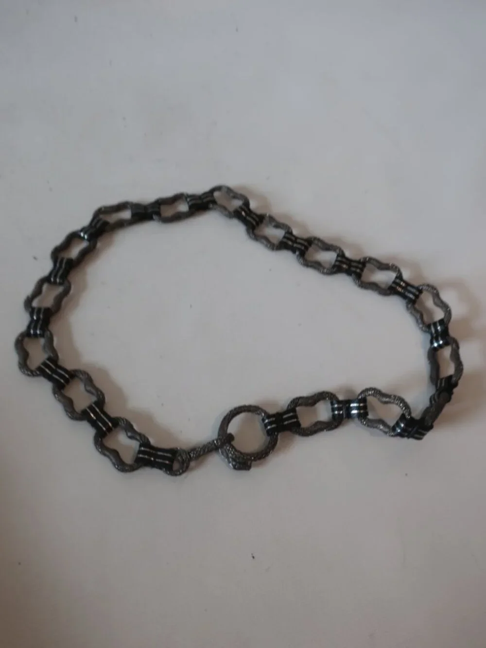 Womens Unbranded Silver Black Metal Python Snake Head Chain Link Waist Belt M